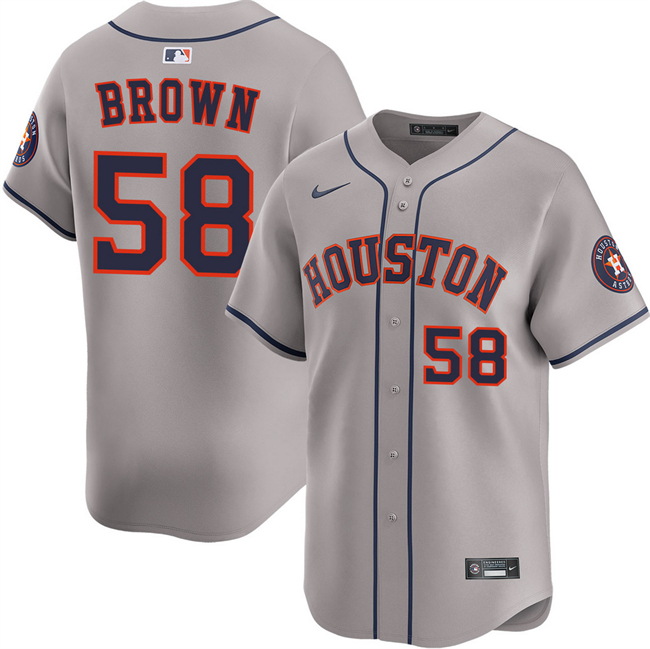 Men's Houston Astros #58 Hunter Brown Grey 2025 Limited Stitched Baseball Jersey
